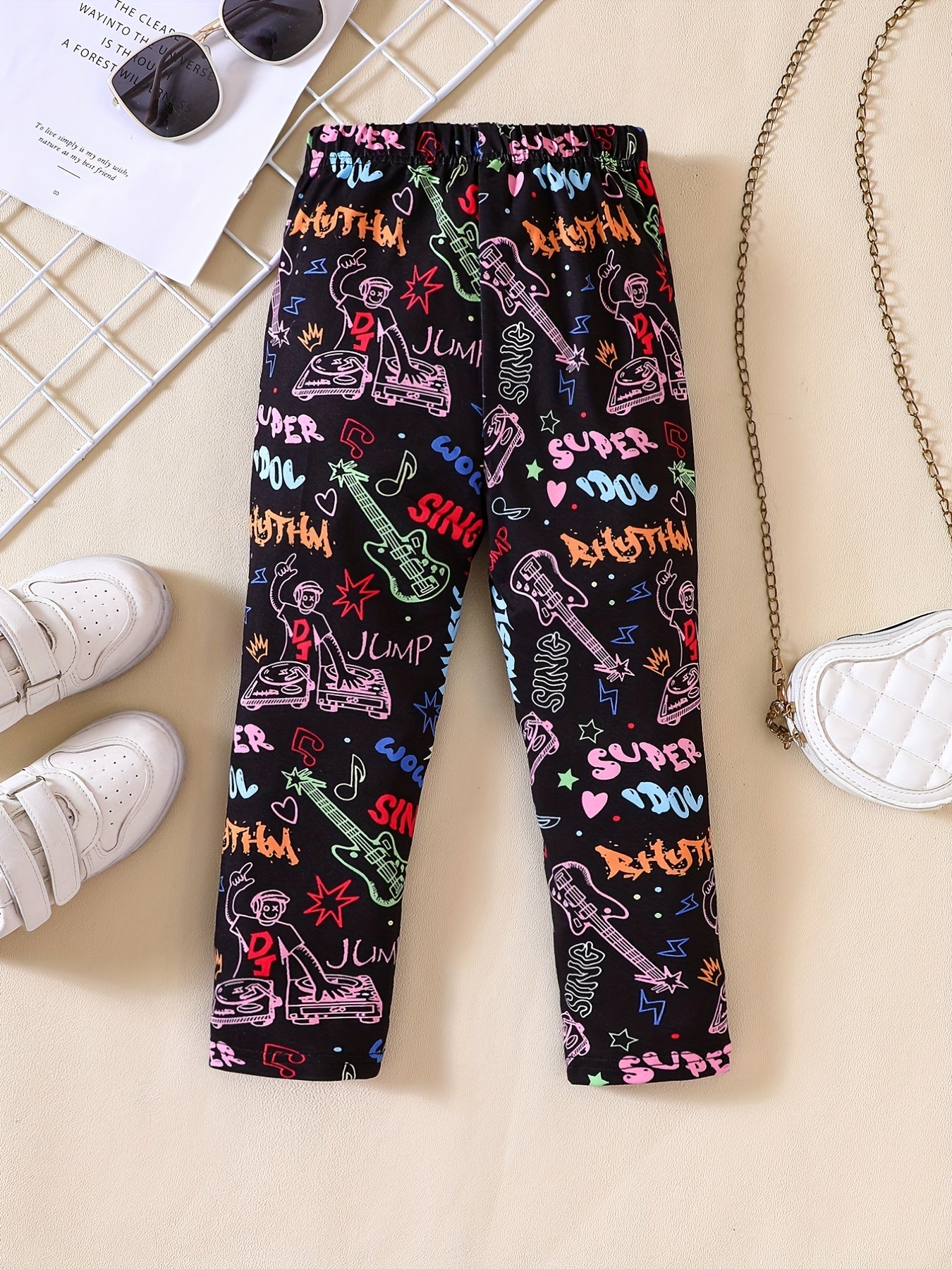 Girls' Graffiti Style Leggings for Spring Fall