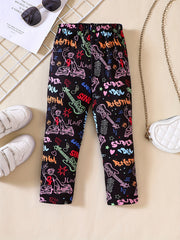 Girls' Graffiti Style Leggings for Spring Fall
