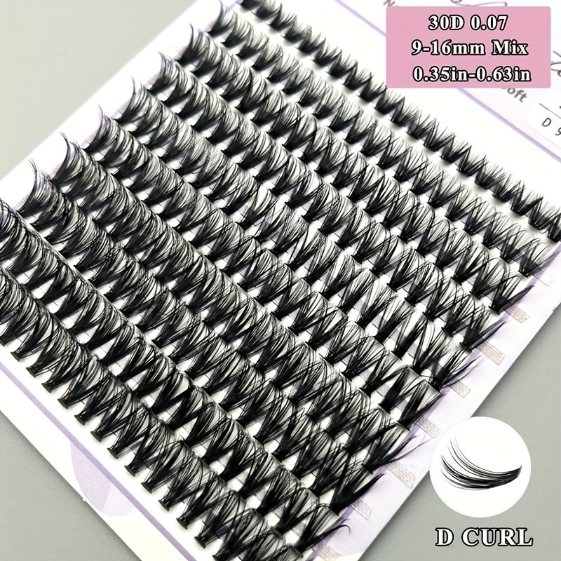 200 Clusters Lashes Mixed D Curling 9-16mm Soft DIY False Eyelashes