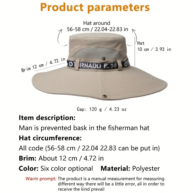 Breathable Sunscreen Fishing Hat with Large Eaves