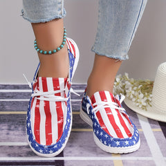 Women's Star & Striped Canvas Shoes Casual Lace Up Outdoor Lightweight Sneakers