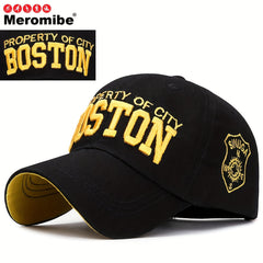 Meromibe Boston Letter Embroidered Baseball Cap Sun Hat for Outdoor Sports