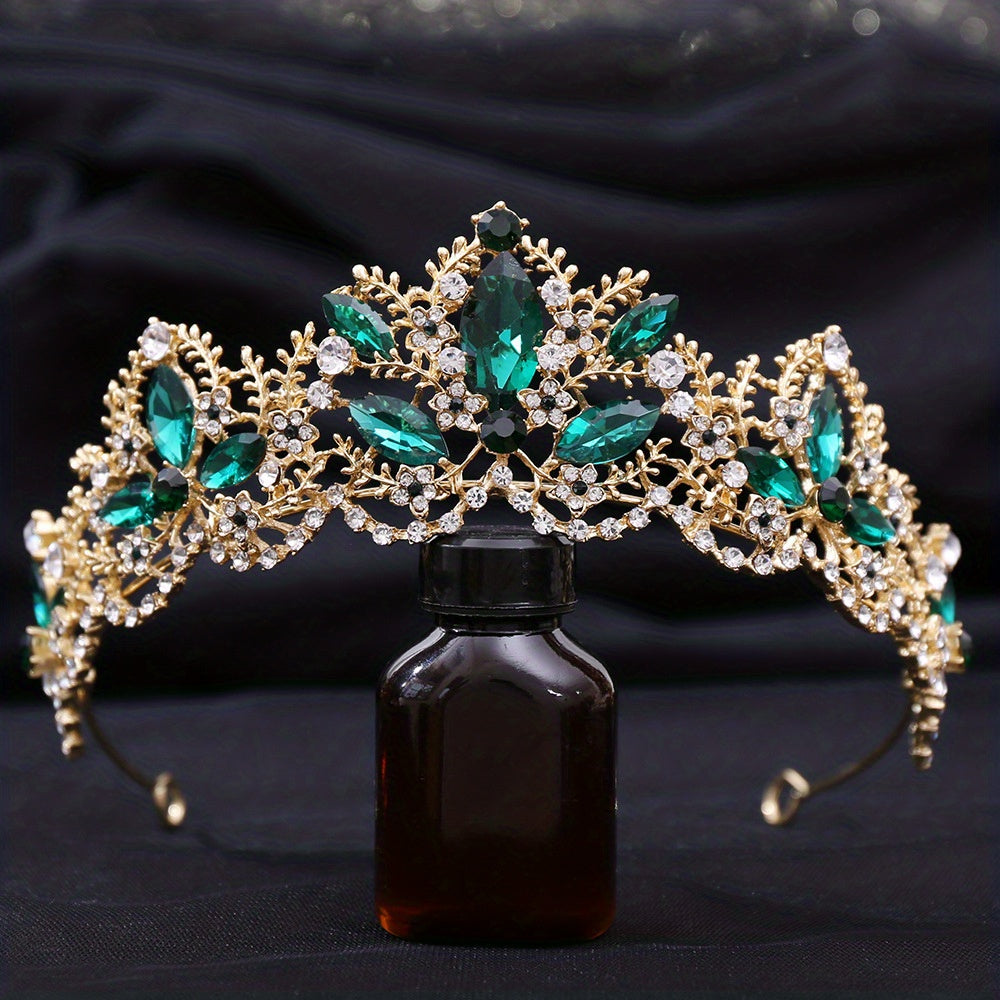 Golden Rhinestone Tiara for Bride - Birthday Princess Crown