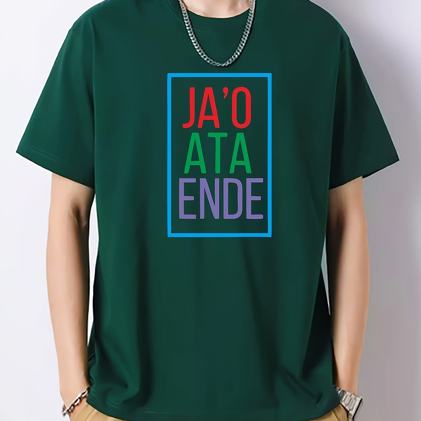 Colorful Letter Pattern Print Men's Graphic Cotton Crew Neck T shirt