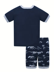 2pcs Toddler Boys Glow Dino Pajamas Set