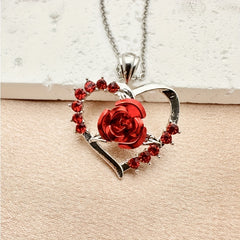 Rose Heart Pendant Necklace Holiday Graduation Birthday Jewelry Gift