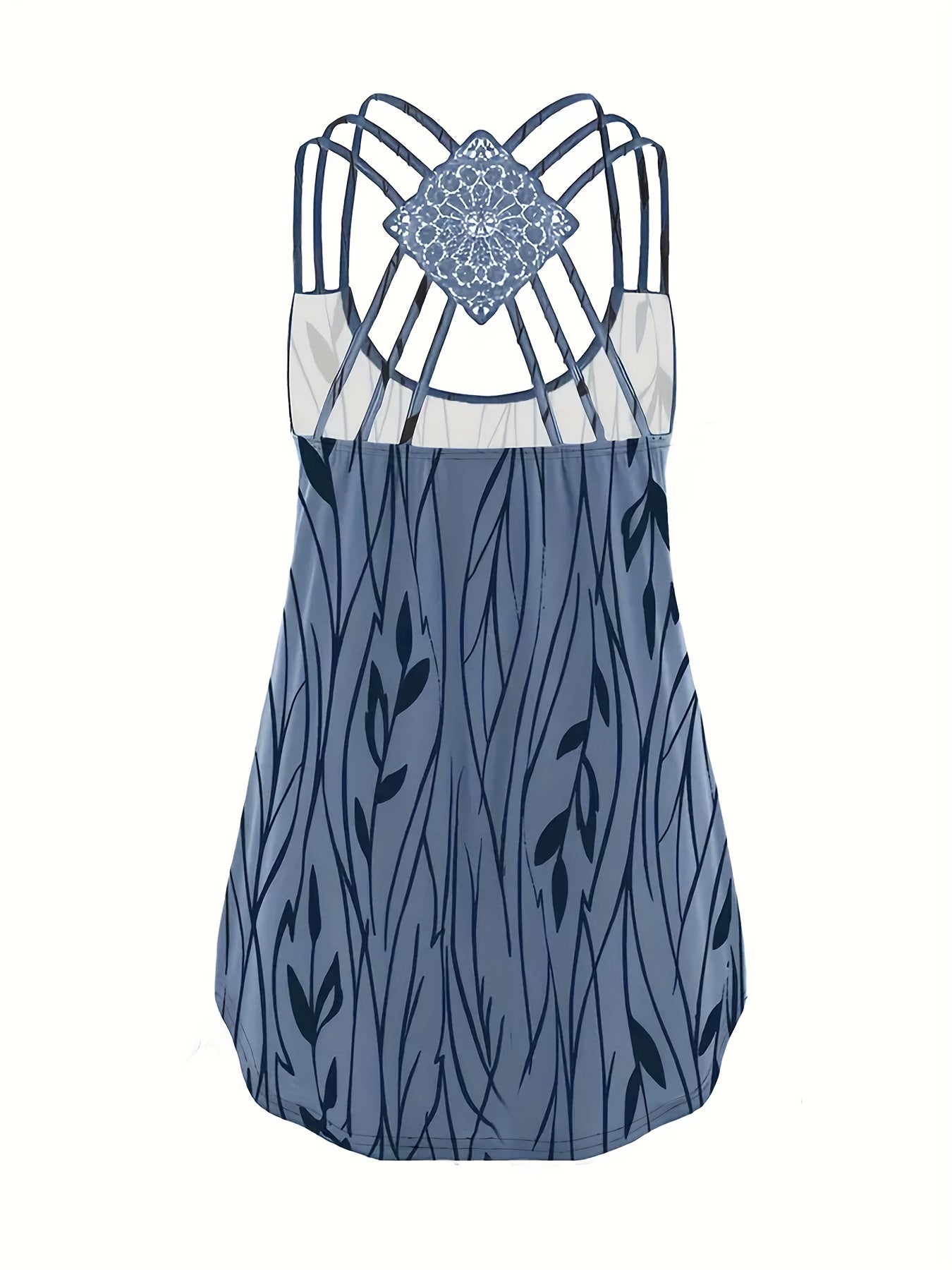 Leaf Print Lace Suspender Vest Top Sleeveless Tank Top