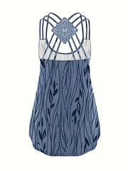 Leaf Print Lace Suspender Vest Top Sleeveless Tank Top