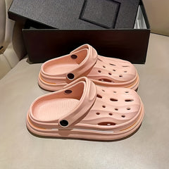 Women's Solid Garden Clogs Casual Hollow Out Slip On Shoes