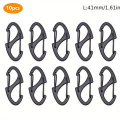 10pcs Stainless Steel S Type Carabiner With Lock Keychain Hook Camping Key Lock