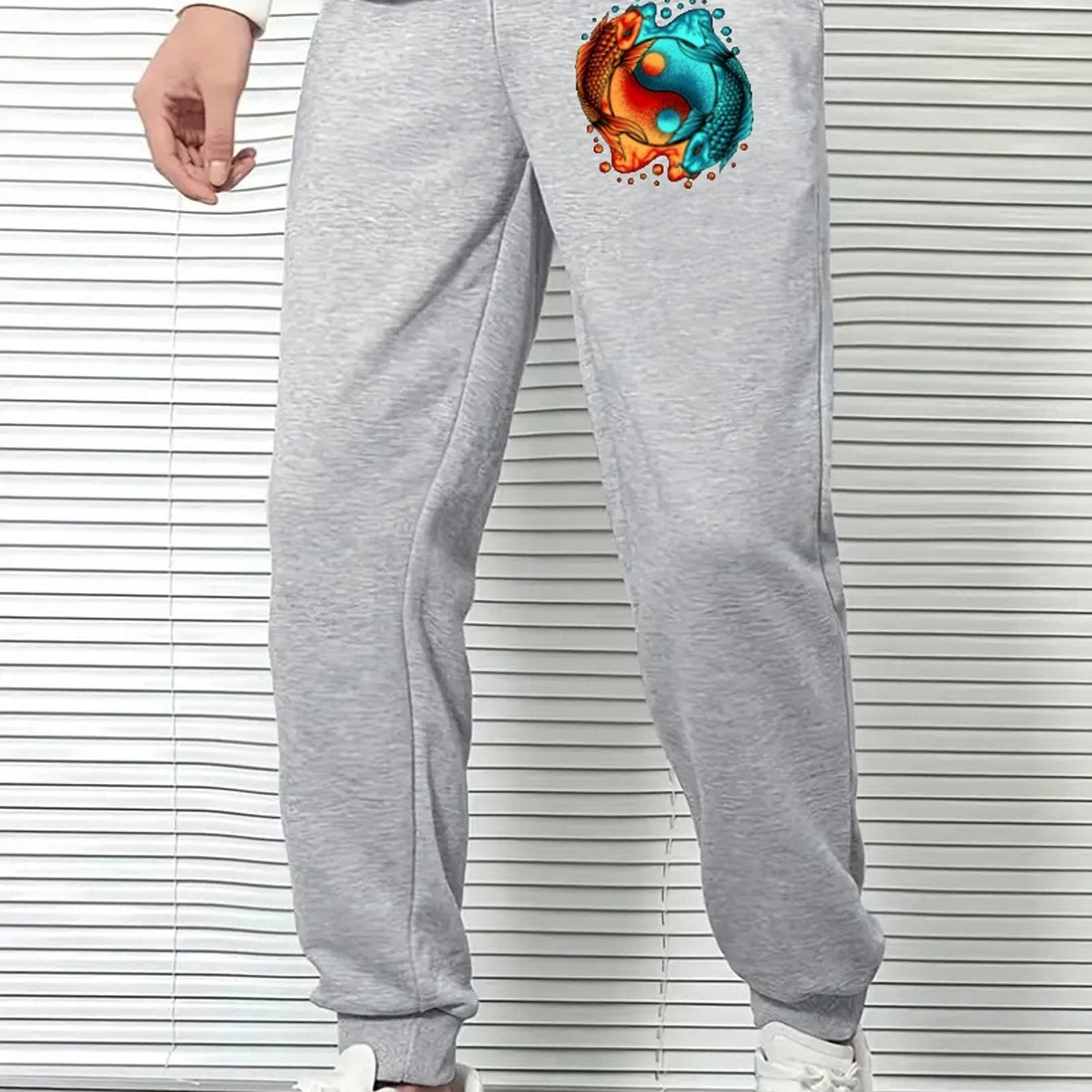 Men's Yin & Yang Drawstring Joggers Breathable Loose Fit Pants