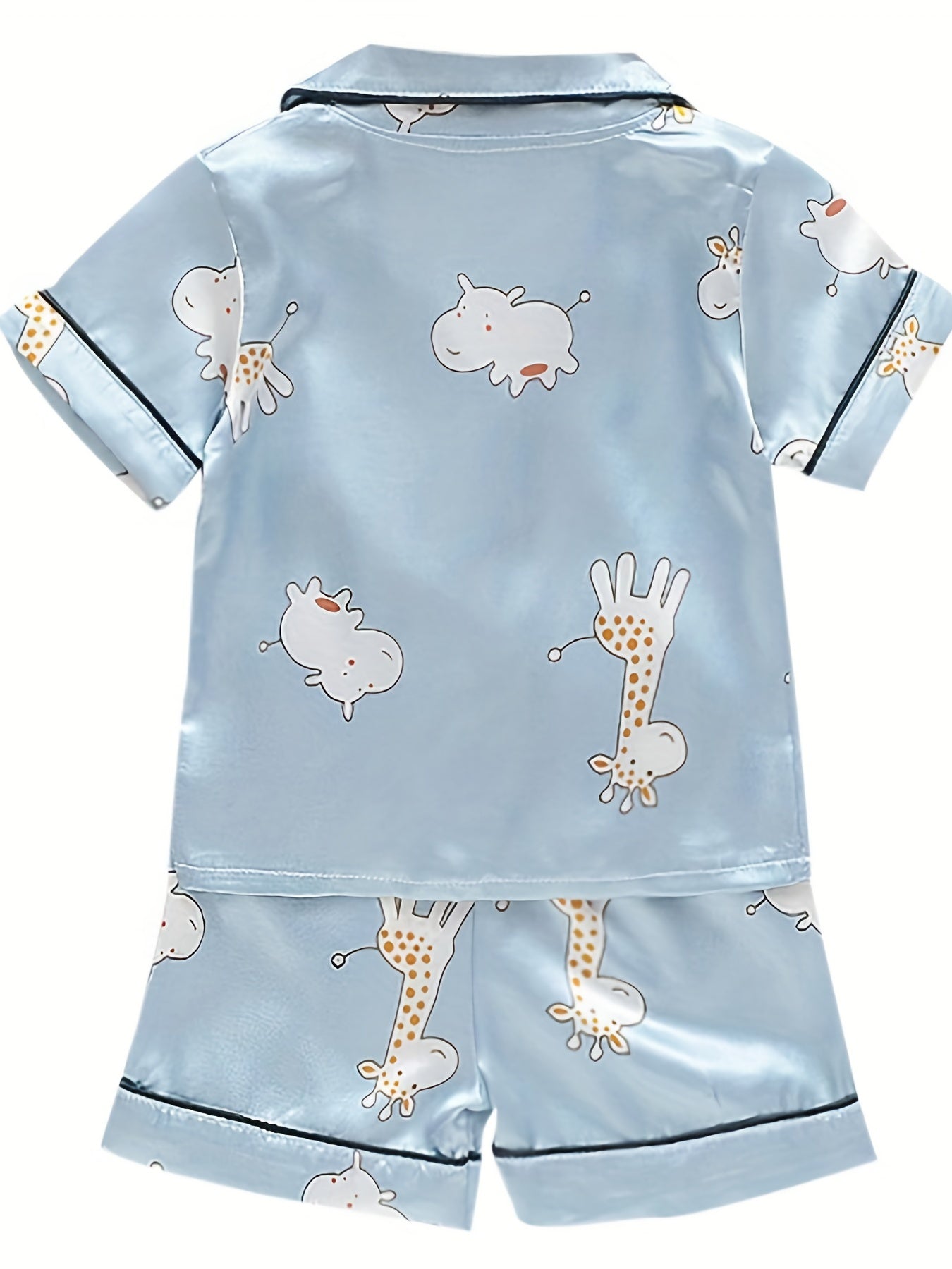 Giraffe Pattern Family Pajamas V-Neck Top & Shorts Set