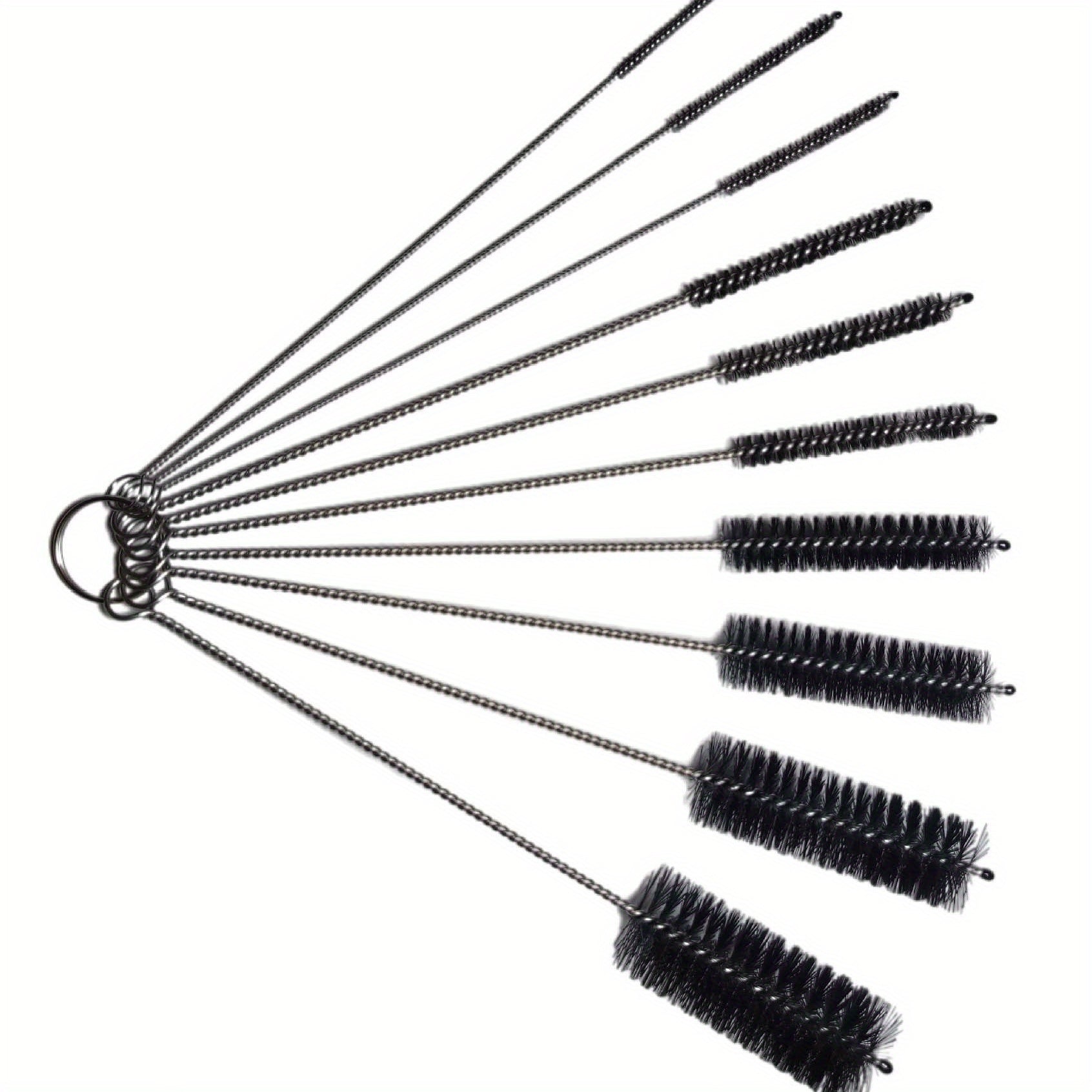 10pcs Bottle Cleaning Brushes Nylon Tube Brush Set with Hook