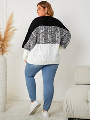 Colorblock Cable Knit Sweater
