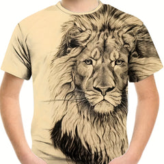 Boys' Comfy Lion Graphic T-Shirt for Summer Outings