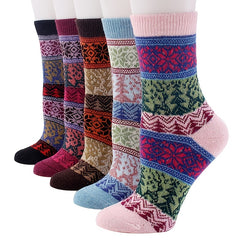 5 Pairs Geometric Pattern Colorblock Socks Women's Stockings