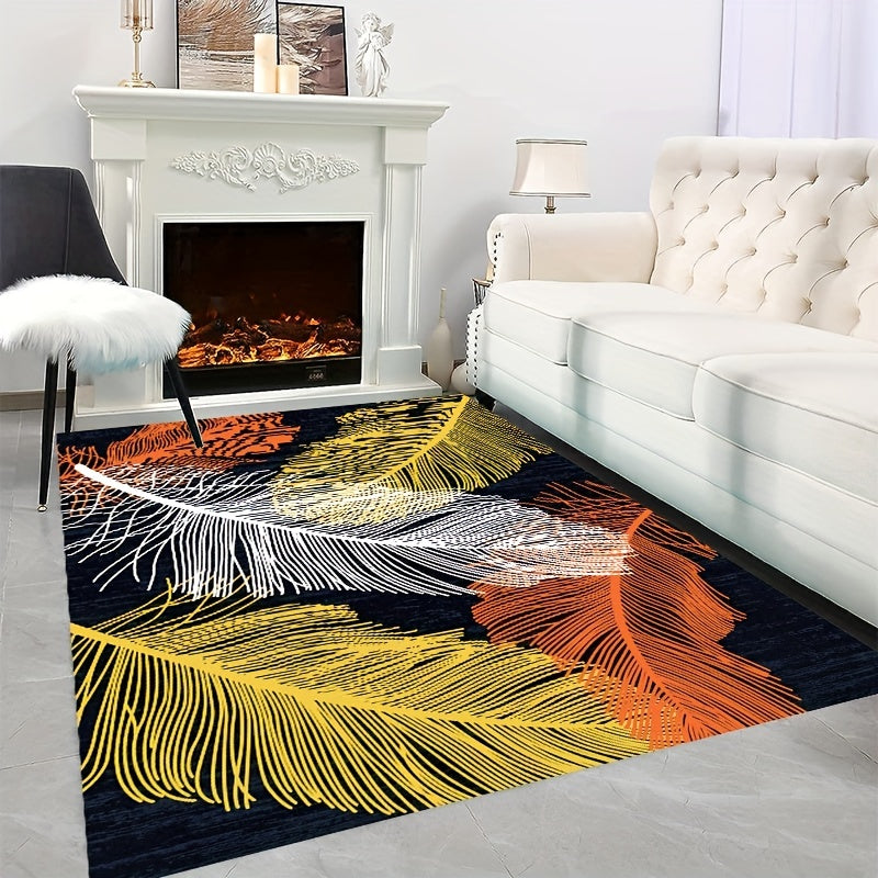 Modern Feather Pattern Soft Carpet Non Slip Rug