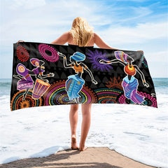 Boho Scarf Shawl Large Dancing Print Sunscreen Wraps Windproof Beach Towel