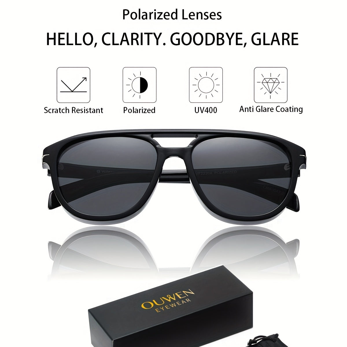 OUWEN Classic Polarized Aviator Sunglasses Vintage Shades Sun Glasses