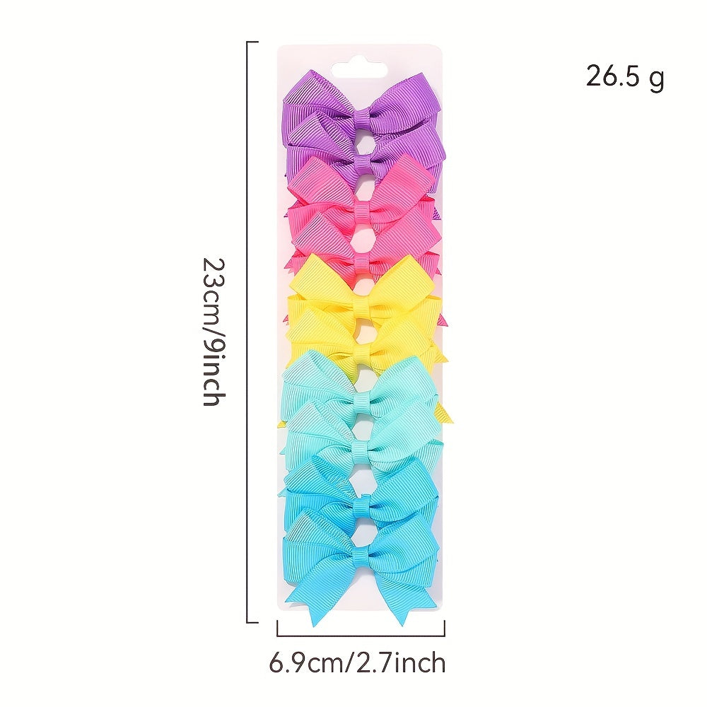 10pcs Colorful Bow Hair Clips for Baby Girls