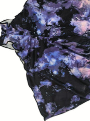 Floral Print Pajama Set Crew Neck Top & Shorts Women's Sleepwear