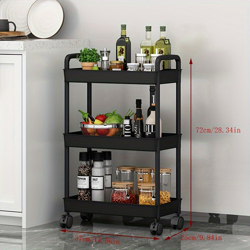 3 Tier Utility Cart Rolling Organization Cart Multifunctional Storage Shelves