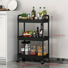 3 Tier Utility Cart Rolling Organization Cart Multifunctional Storage Shelves