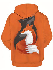 Men's Fox Graphic Hoodie Active Slightly Stretch 3D Print Hooded Sweatshirt