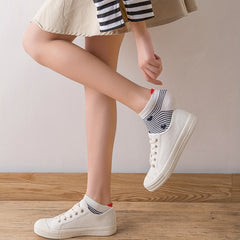 5 Pairs Heart & Striped Print Ankle Socks for Women