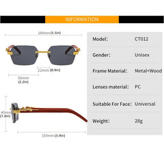 Rectangle Sunglasses Vintage Frameless Glasses Shades