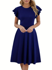 Ruffle Short Sleeve Cocktail Dress for Women