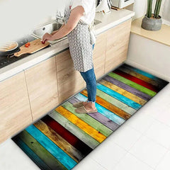 Vintage Kitchen Floor Mat Non-slip Flannel Soft Rug