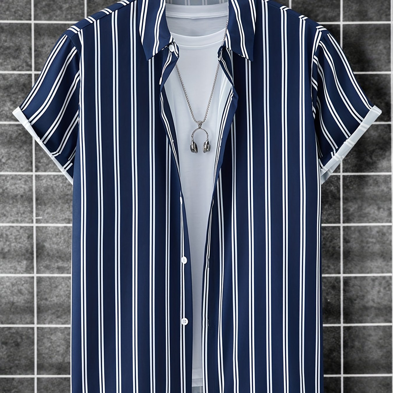 Men's Striped Print Casual Shirt for Summer