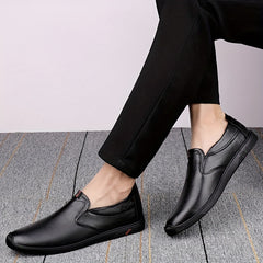 Men's Leather Slip On Loafers Lightweight Comfy Casual Shoes