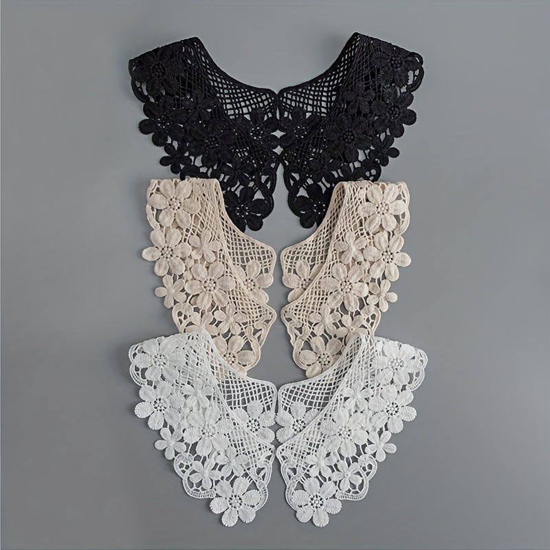 1pair Beige Lace Collar Clothing Accessories