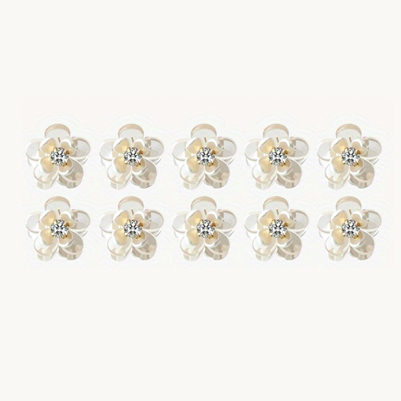 Mini Rhinestone Hair Clips Small Flower Claw Clips Hair Accessories For Girls