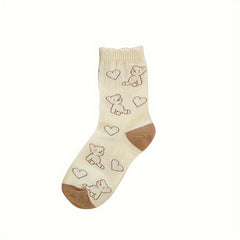 8 Pairs Cartoon Bear Print Socks Women's Stockings