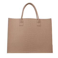 Large Capacity Felt Tote Bag Crocodile Pattern Top Handle Satchel