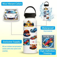 50pcs Racing Car Stickers Waterproof Vinyl Decals Laptop Skateboard Phone Water