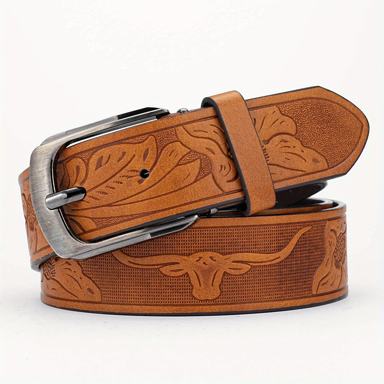 Alloy Pin Buckle PU Striped Belt Accessory For Men