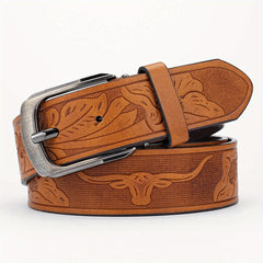 Alloy Pin Buckle PU Striped Belt Accessory For Men