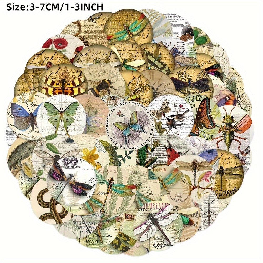 50pcs Retro Insect Specimen Series Graffiti Stickers Waterproof DIY Sticker Pack