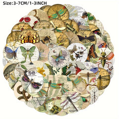 50pcs Retro Insect Specimen Series Graffiti Stickers Waterproof DIY Sticker Pack