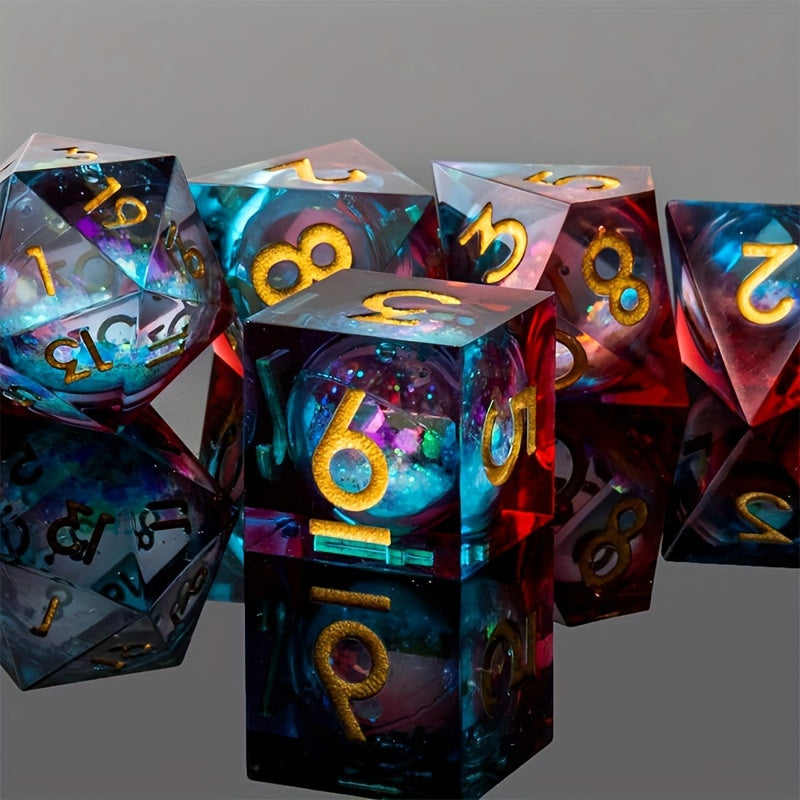 7pcs Resin Liquid Core Dice Set for Role Playing Board Game