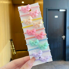 10pcs Cartoon Elastic Hair Ties for Girls' Holidays