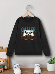 Boys Funny Gamer Sweatshirt Long Sleeve Crew Neck Top Kids Clothing