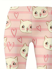 Kitty Graphic Leggings Girls Stripped Leggings Spring Fall Gift