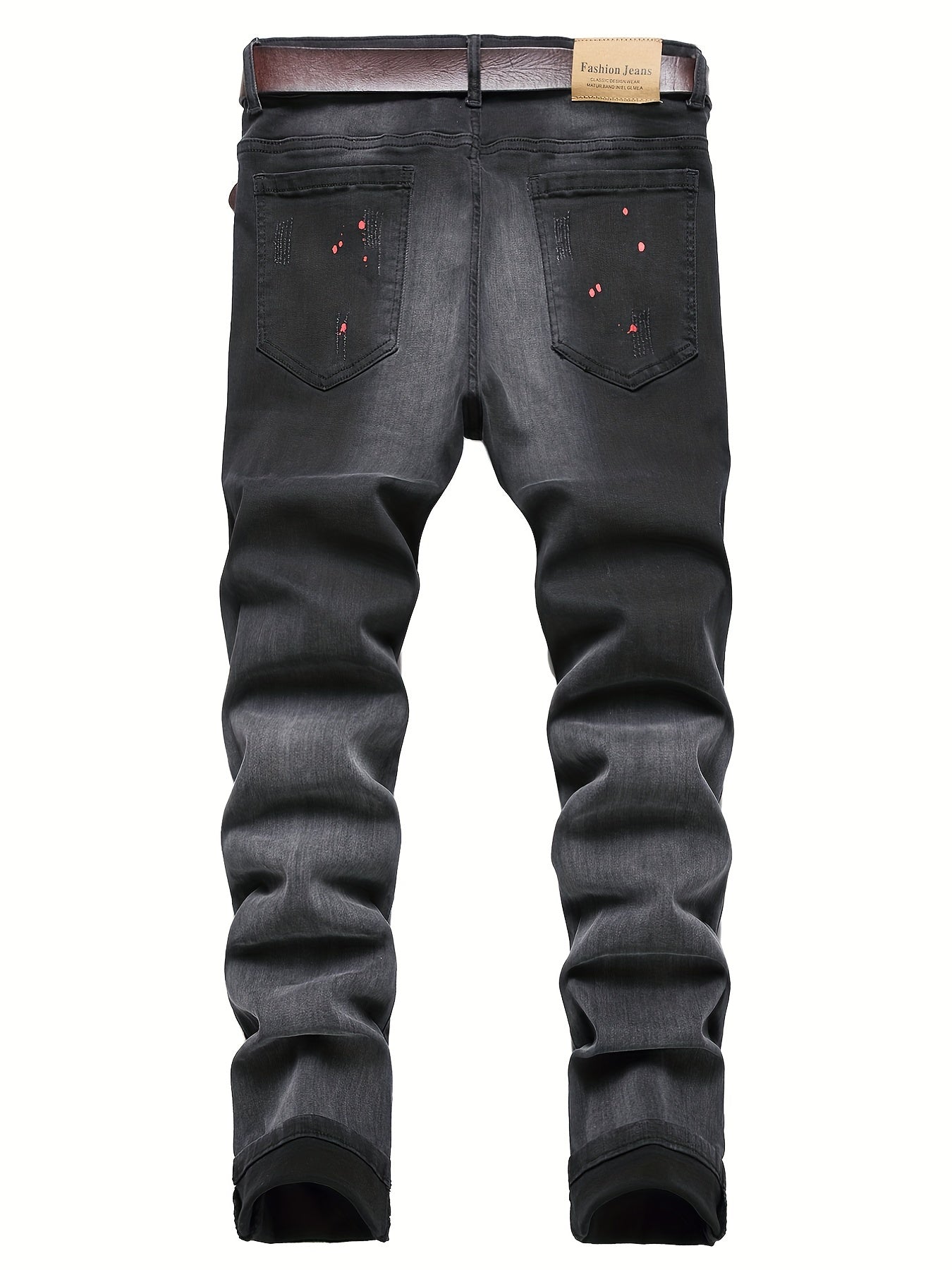 Slim Fit Ripped Jeans Men's Casual Distressed Denim Pants