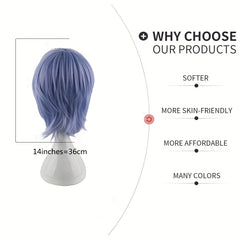 Men's Short Straight Wig Anime Costume Wigs for Parties
