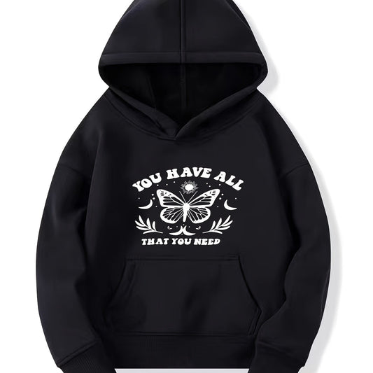 Girls Butterfly Hoodie Comfy Long Sleeve Sweatshirt